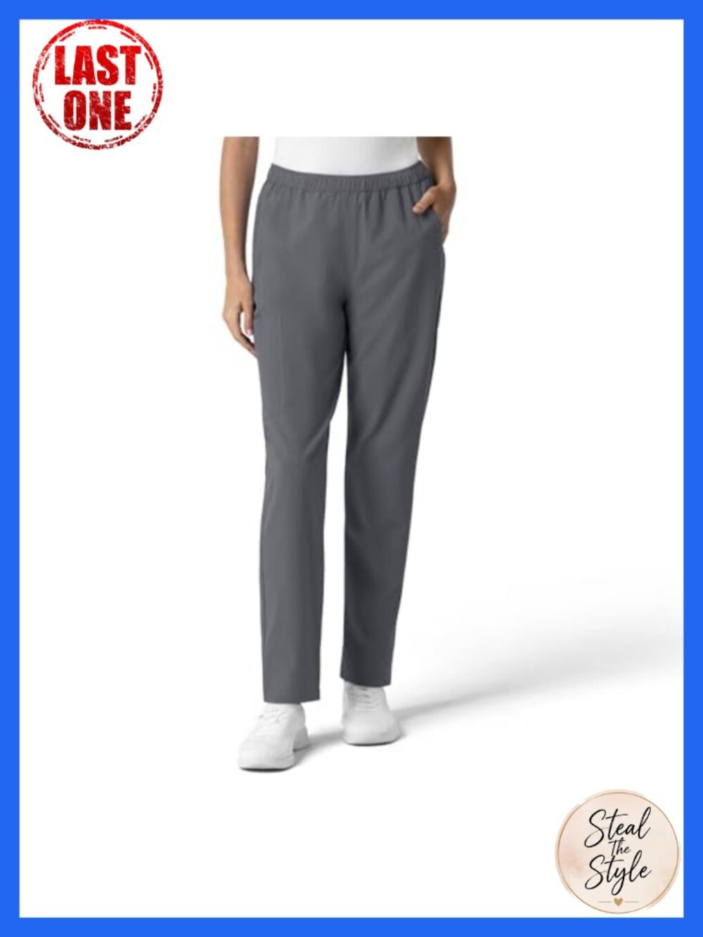 WINK Women's Slim Leg Scrub Pant Poplin Mid Rise Straight Fit Medical